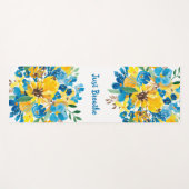 Zonnebloem blauw moderne bloemen waterverf quote yogamat (Voorkant (horizontaal))
