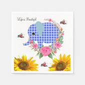 Zonnebloem Blauw olifantenpapier luiers Servet (Voorkant)