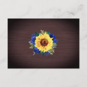 Zonnebloem Blauw Roos Border Wedding Receptie Informatiekaartje (Achterkant)