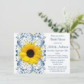 Zonnebloem Blauw Vrijgezellenfeest Kaart (Staand voorkant)