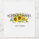 Zonnebloem blauw waterverf wilde bloem bruiloft wijn etiket (Enkel label)