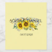 Zonnebloem blauw wilde bloem bruiloft geel wijn etiket (Enkel label)