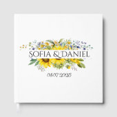 Zonnebloem blauw wilde bloem bruiloft wit gastenboek (Voorkant)