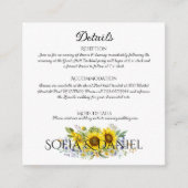 Zonnebloem blauw wilde bloem bruiloft wit informatiekaartje (Voorkant)