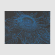 Zonnebloem Blauw Zwart Bloemenkunst Decoupage