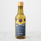 Zonnebloem Blauwe Birthday Party Favor Mini Wijn Etiket (Voorkant)