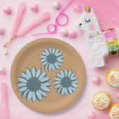 Zonnebloem blauwe bloemen papieren bordje (Feest)