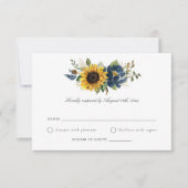 Zonnebloem Blauwe Bloemen Rustic Wedding RSVP Kaart (Voorkant)