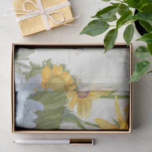  Zonnebloem Blauwe Floral Dragonfly Tis Tissuepapier (Geschenk)