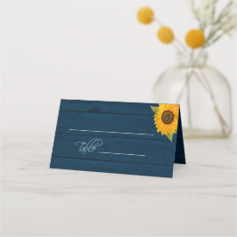Zonnebloem Blauwe Floral Rustic Wedding Table Plaatskaartje