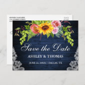 Zonnebloem Blauwe Hout behalve datum Uitnodiging Briefkaart (Voorkant / Achterkant)