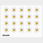 Zonnebloem Blauwe Rozen Bruiloft Adres Envelop Afd Ronde Sticker (Vel)