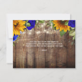 Zonnebloem Blauwe Rozen Rustieke Trouwdetails Kaar Kaart (Achterkant)