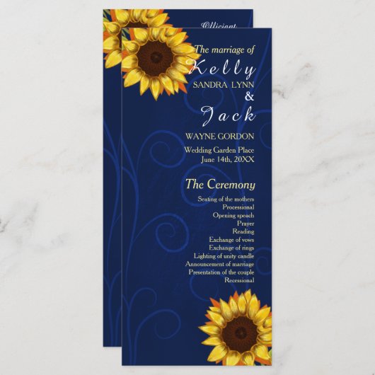 Zonnebloem/Blauwe trouwrek kaart (Voorkant / Achterkant)