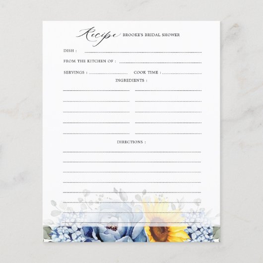 Zonnebloem Blauwe Vrijgezellenfeest Recipe (Voorkant)