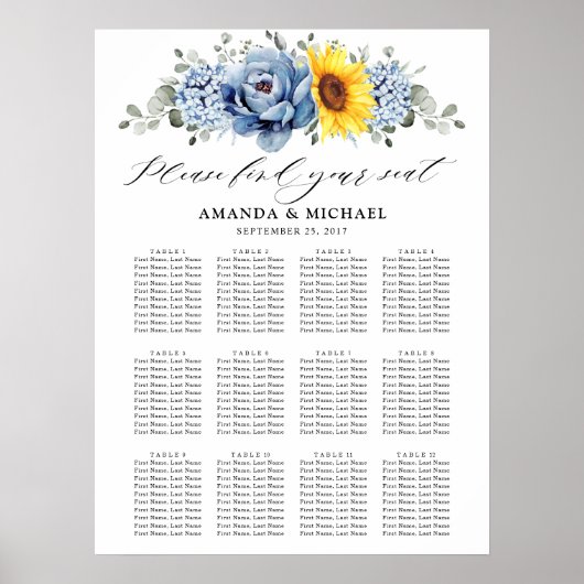 Zonnebloem Blauwe Zeemuizen Poster (Voorkant)