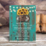 Zonnebloem Blauwgroen Barn Wood Barrel Rustic Wedd Kaart<br><div class="desc">Rustic Sunflower Wine Barrel String Lights land Blauwgroen Barn Wedding Invitations.</div>