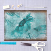 Zonnebloem Blauwgroen Blauw Antiek textuur Tissuepapier (Craft)