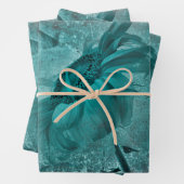 Zonnebloem Blauwgroen bruine  Antiek Grunge Inpakpapier Vel (In situ)