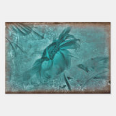 Zonnebloem Blauwgroen bruine  Antiek Grunge Inpakpapier Vel (Voorkant)