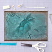 Zonnebloem Blauwgroen bruine Antiek Grunge Tissuepapier (Craft)