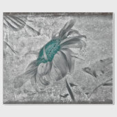 Zonnebloem Blauwgroen grijze  Antiek textuur Cadeaupapier (Vlak)