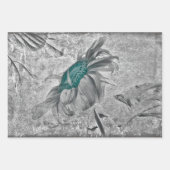 Zonnebloem Blauwgroen grijze  Antiek textuur Inpakpapier Vel (Voorkant)