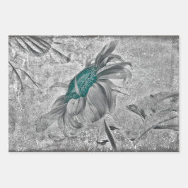 Zonnebloem Blauwgroen grijze  Antiek textuur Inpakpapier Vel