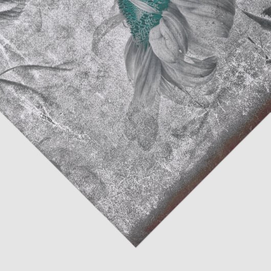 Zonnebloem Blauwgroen grijze Antiek textuur Tissuepapier (Detail)