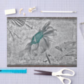 Zonnebloem Blauwgroen grijze  Antiek textuur Tissuepapier (Craft)