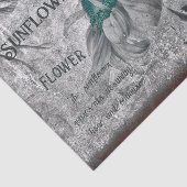 Zonnebloem Blauwgroen Grijze  Ephemera Textuur Tissuepapier (Detail)