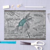 Zonnebloem Blauwgroen Grijze  Ephemera Textuur Tissuepapier (Craft)