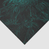 Zonnebloem Blauwgroen Groen Zwart Bloemenkunst Dec Tissuepapier (Detail)