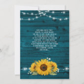 Zonnebloem Blauwgroen jute kant rustieke houten br Kaart (Achterkant)