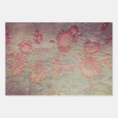 Zonnebloem Blauwgroen koraalroze textuur Grunge Inpakpapier Vel (Voorkant)