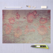 Zonnebloem Blauwgroen koraalroze textuur Grunge Tissuepapier (Craft)