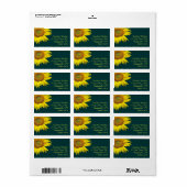 Zonnebloem Blauwgroen retour adreslabels Medium Si Etiket (Full Sheet)