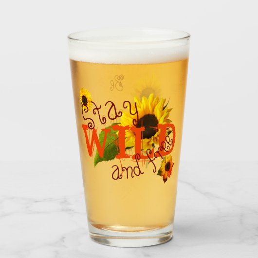 Zonnebloem Blijf vrij en vrij Glas (Voorkant gevuld)