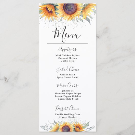 Zonnebloem Bloei | Bloemen Menu (Voorkant)