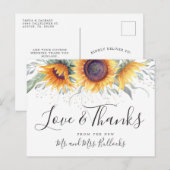 Zonnebloem Bloei | Trouw Dank Je Wel Briefkaart (Voorkant / Achterkant)