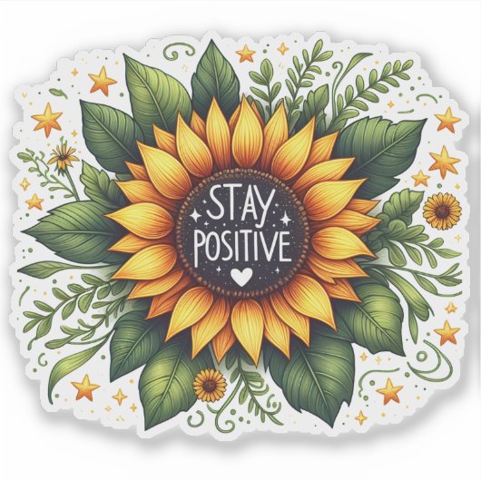 Zonnebloem bloeit met een positieve boodschap sticker (Voorkant)