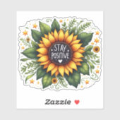 Zonnebloem bloeit met een positieve boodschap sticker (Vel)