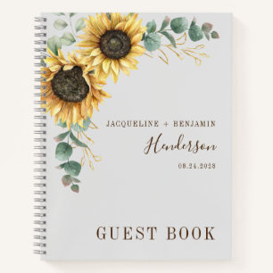 Zonnebloem Bloem Eucalyptus Trouwgastenboek Notitieboek