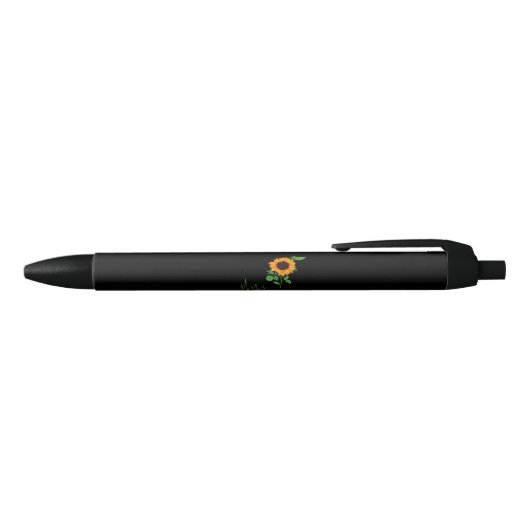 Zonnebloem Bloem Geschenk Zwarte Inkt Pen (Bovenkant)