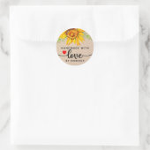 Zonnebloem Bloem Handgemaakt met Love Classic Rou Ronde Sticker (Tas)