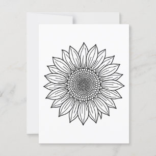 Zonnebloem Bloem Illustratie Lijn Kunst Briefkaart