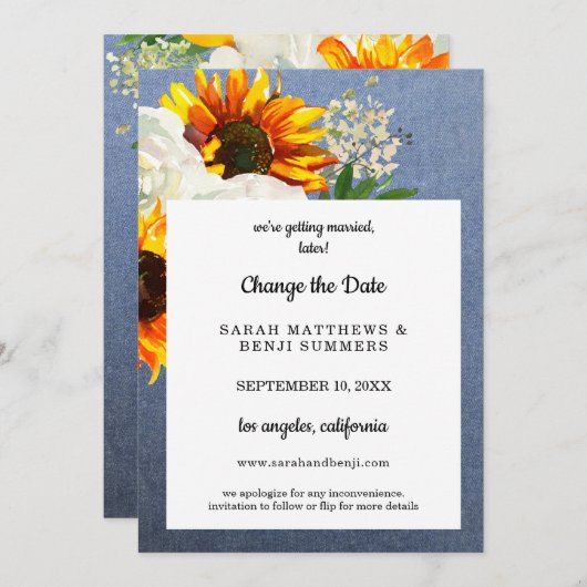 Zonnebloem Bloem & Jean Verander de Datum 2 Kaart (Voorkant / Achterkant)