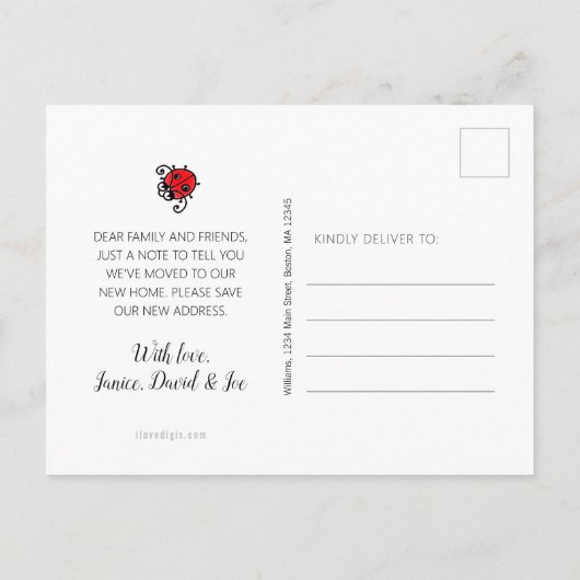 Zonnebloem bloem met lieveheersbeestje bewegend aankondigingskaart (Achterkant)