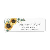 Zonnebloem Bloem Moderne Script Retouradres Etiket (Voorkant)