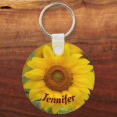 Zonnebloem Bloem Sleutelhanger (Voorkant)